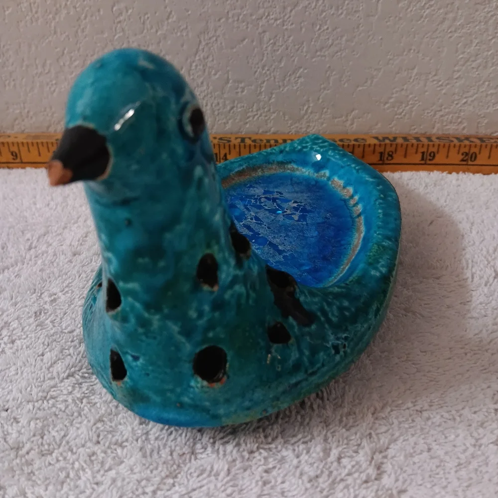 Ceramic Blue Bird Feeder